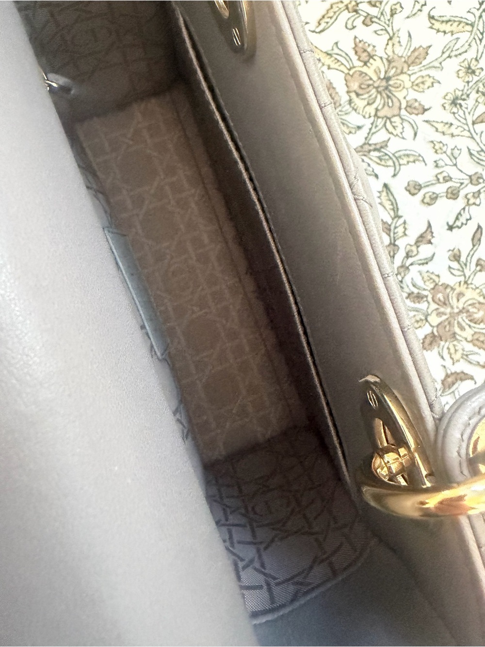 Dior small Lady Dior Tote - Taupe Gray with Gold Hardware - Picture 9 of 14